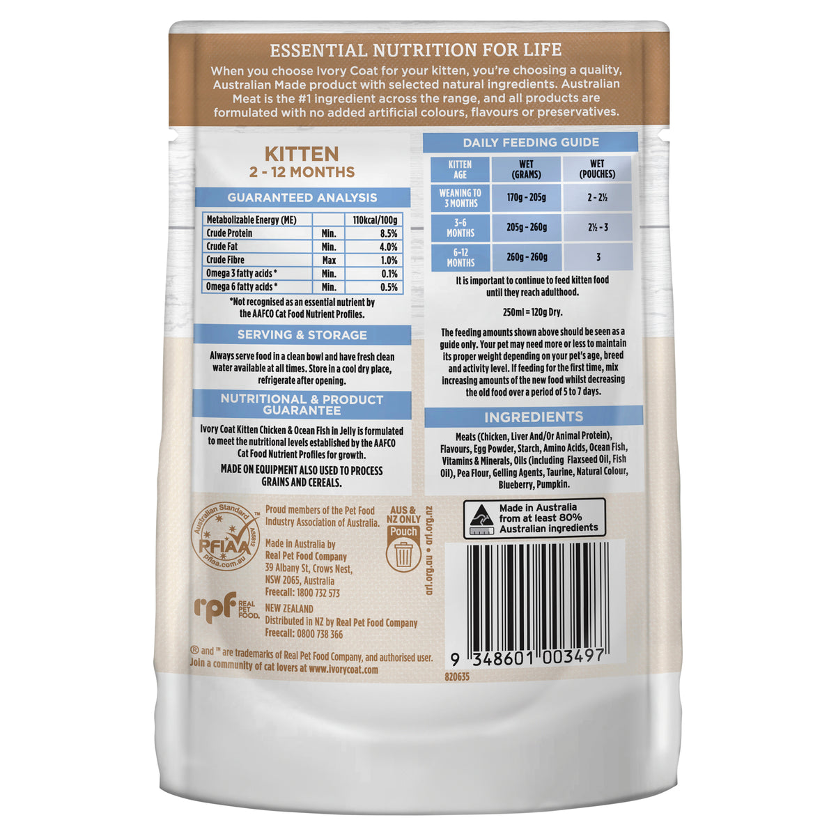 Ivory Coat Grain Free Kitten Chicken and Ocean Fish in Jelly Wet Cat Food