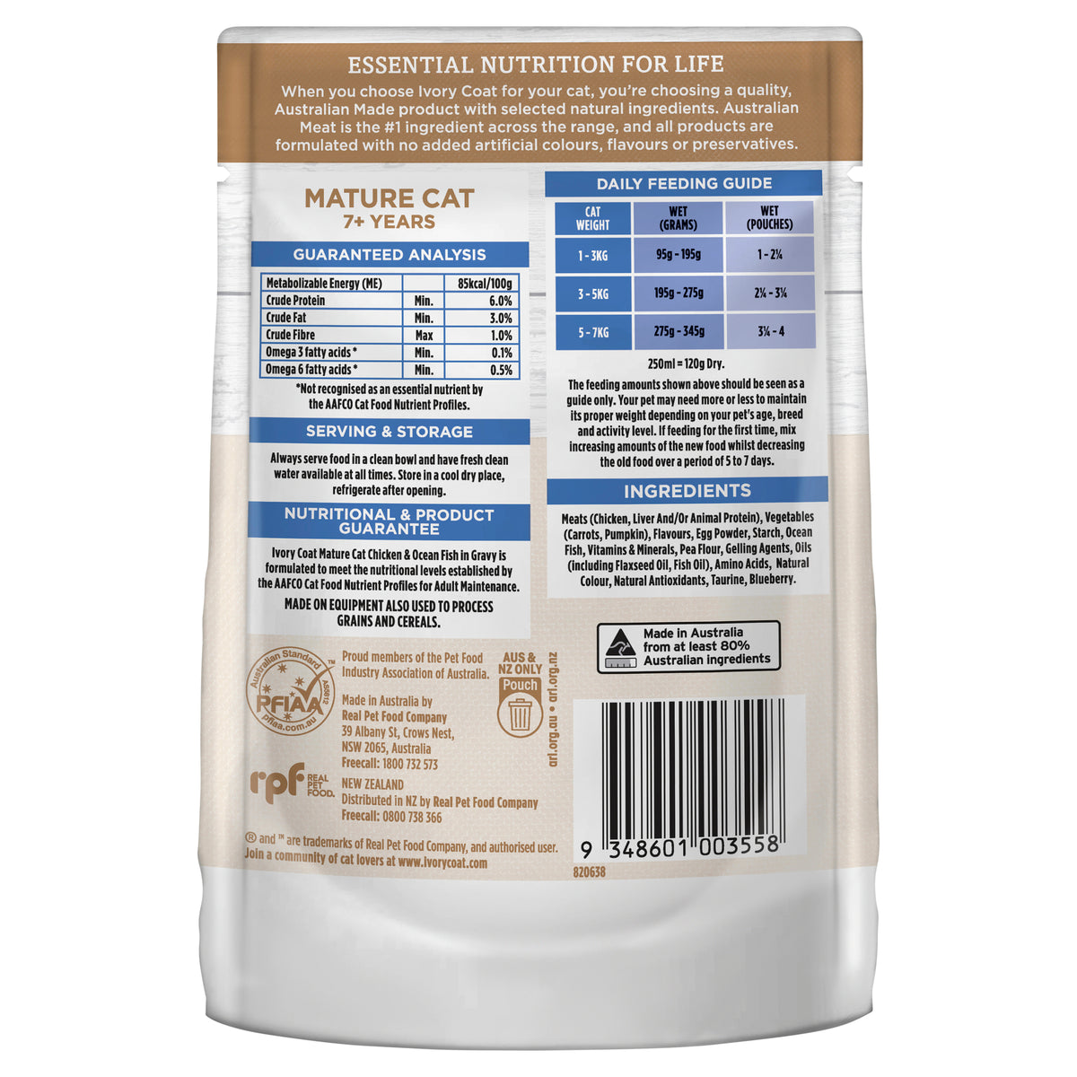 Ivory Coat Grain Free Mature Cat Chicken and Ocean Fish in Gravy Wet Cat Food