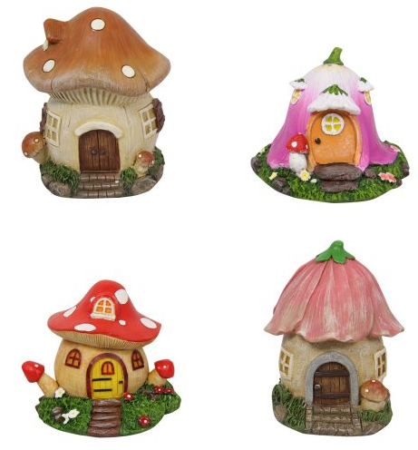 Mushroom Fairy Garden House Asstd - 10cm