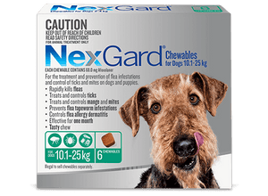 Nexgard Chewables for Dogs 10.1-25kg Green