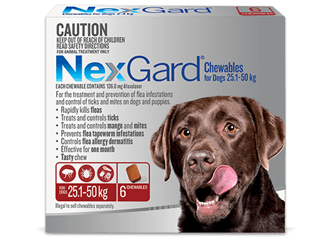 Nexgard Chewables for Dogs 25.1-50kg Red