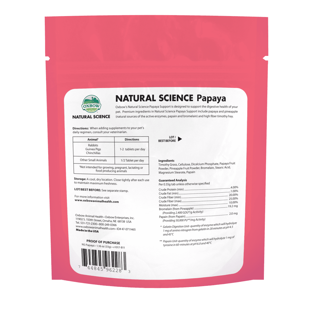 Oxbow Natural Science Papaya Support Supplement 33g