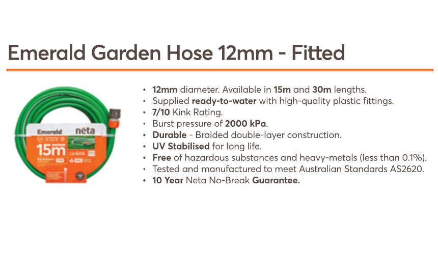 Neta Garden Hose Emerald 12mm x 30m Fitted