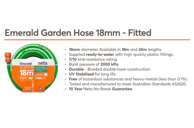Neta Garden Hose Emerald 18mm x 30m Fitted
