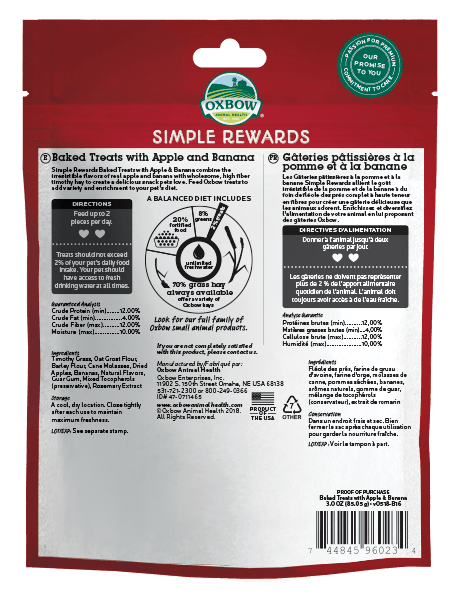 Oxbow Simple Rewards Apple and Banana 85g