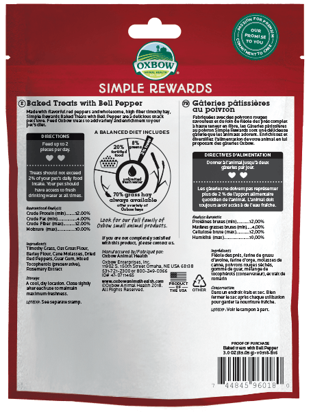 Oxbow Simple Rewards Treats with Bell Pepper 85g