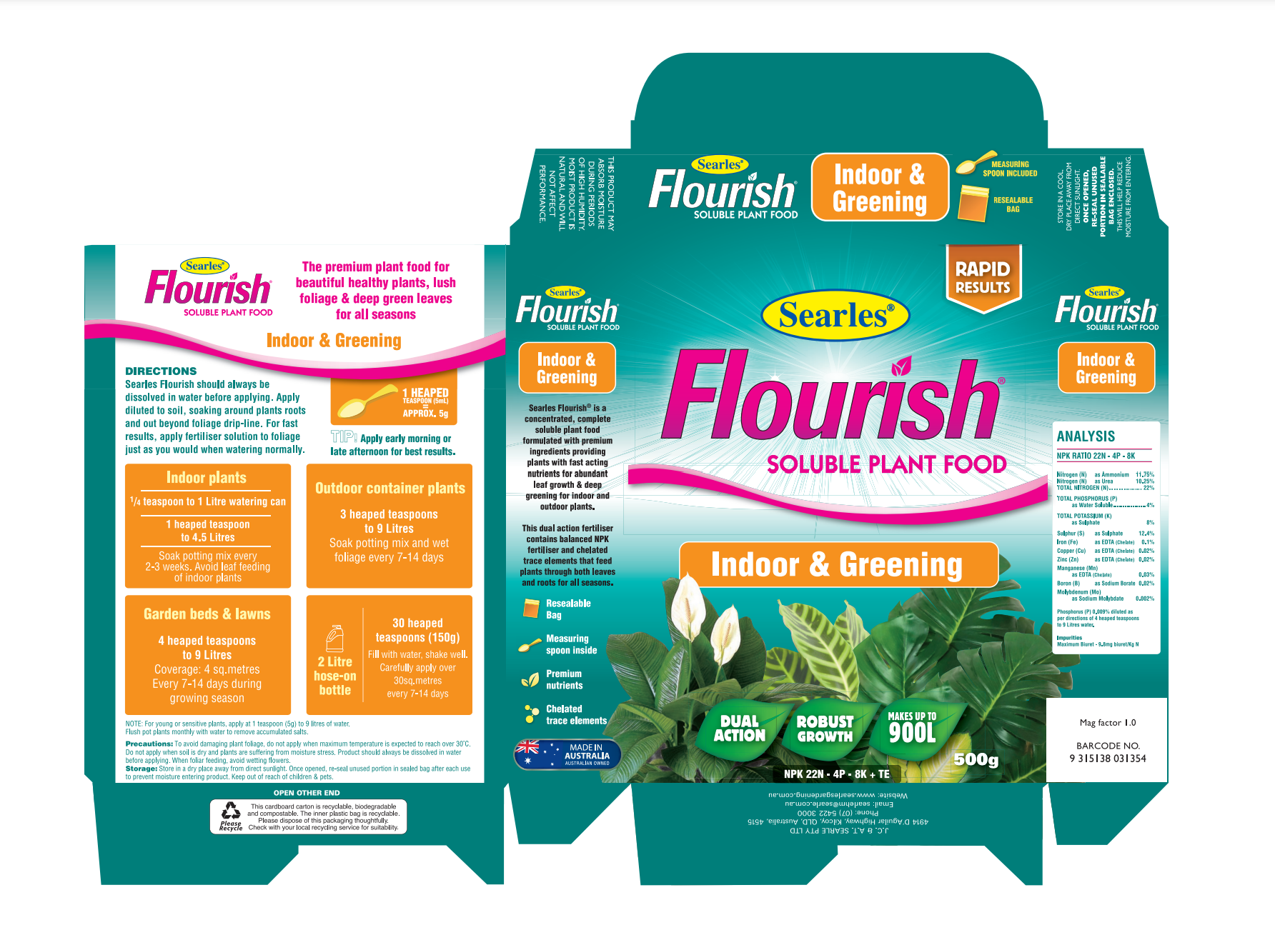 Searles Flourish Soluble Plant Food - Indoor & Greening