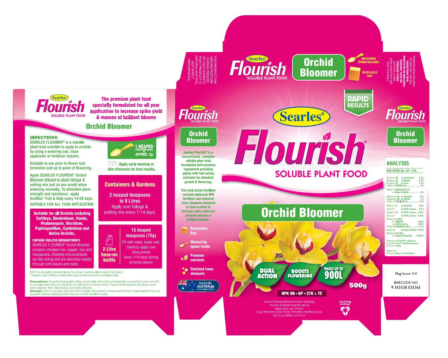 Searles Flourish Soluble Plant Food - Orchid Bloomer