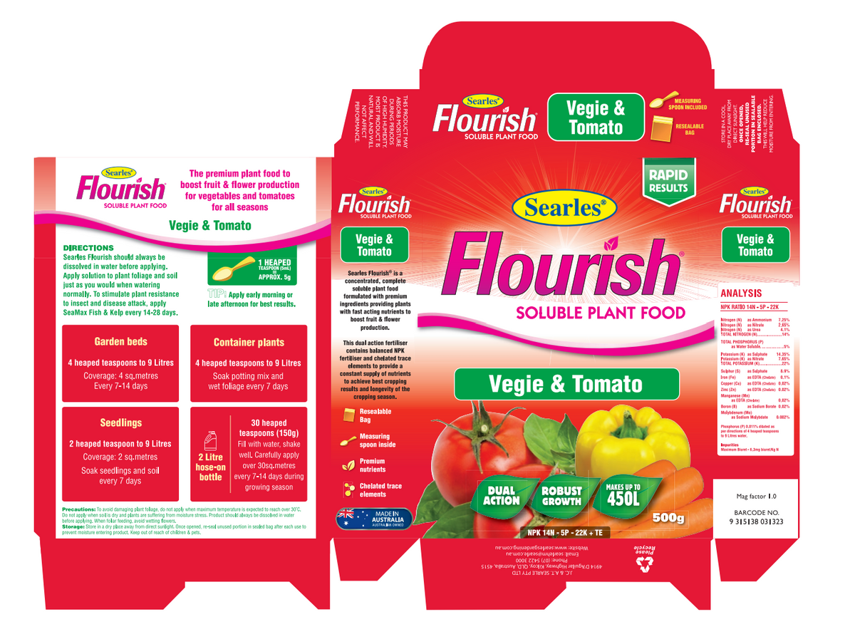 Searles Flourish Soluble Plant Food - Vegie & Tomato