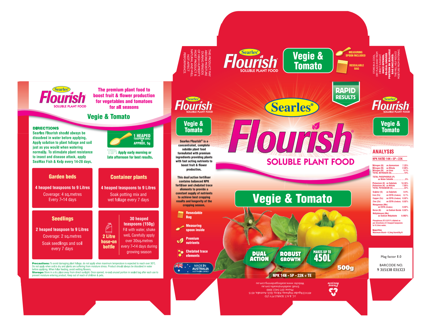 Searles Flourish Soluble Plant Food - Vegie & Tomato