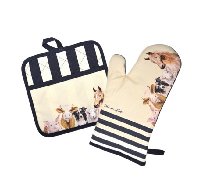 Thomas Cook Farm Friends Oven Mitt Pot Holder Set