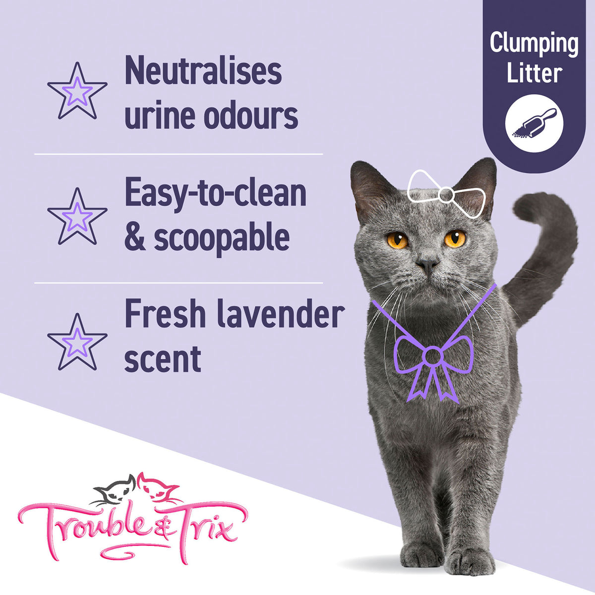 Trouble and Trix Lavender Scent Clumping Cat Litter
