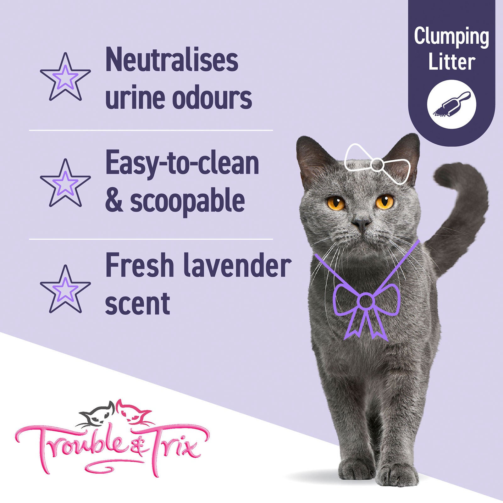Trouble and Trix Lavender Scent Clumping Cat Litter