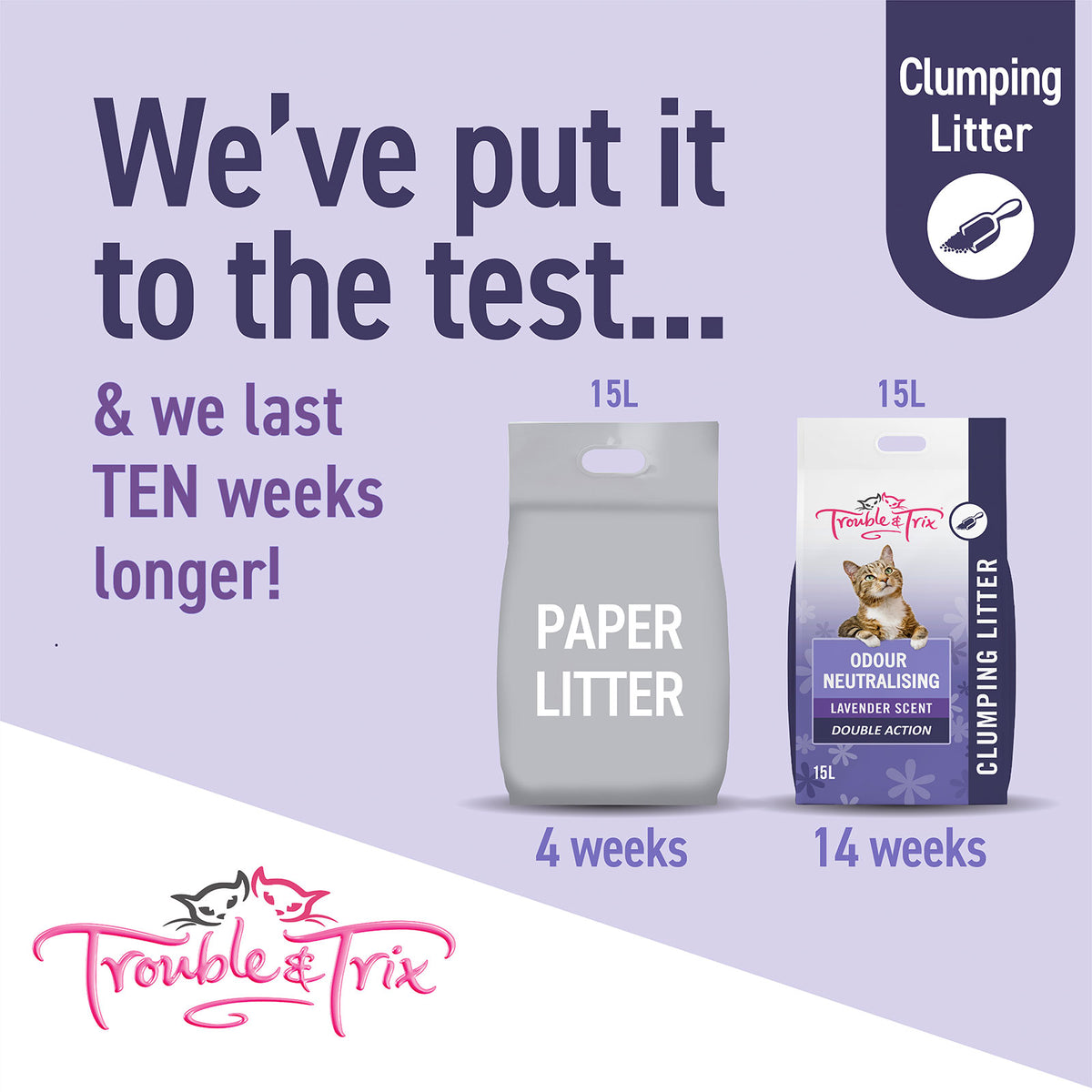 Trouble and Trix Lavender Scent Clumping Cat Litter