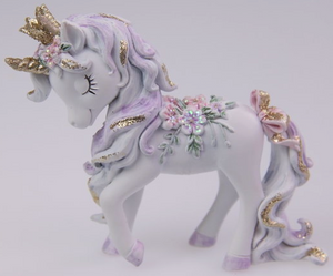 Unicorn with Flowers and Glitter 2 Asstd - 8.5cm
