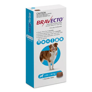 Bravecto 3 Month Chew for Large Dogs 20-40kg Blue