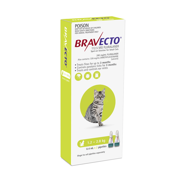 Bravecto Spot On for Small Cats 1-2.8kg Green