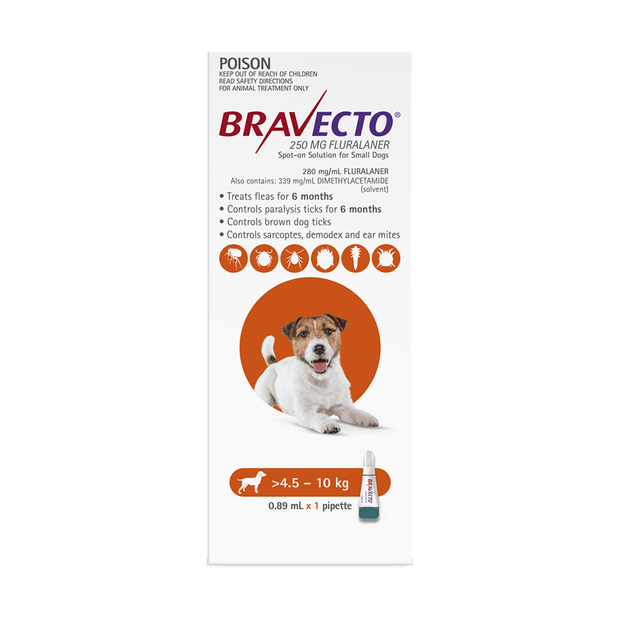 Bravecto Spot On for Small Dogs 4-10kg Orange