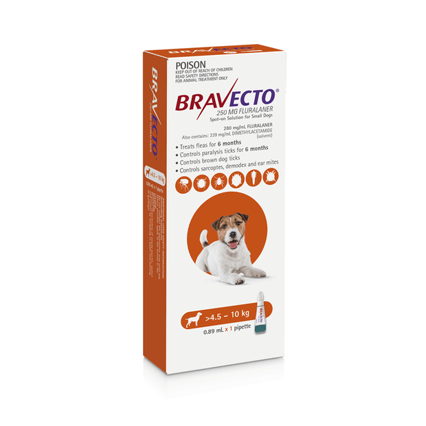 Bravecto Spot On for Small Dogs 4-10kg Orange