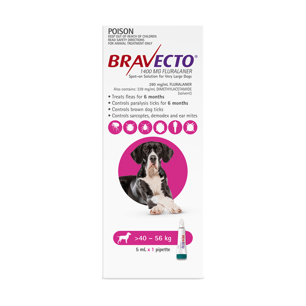 Bravecto Spot On for Extra Large Dogs 40-56kg Pink