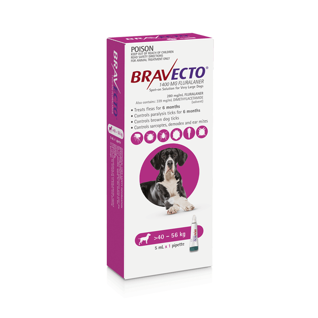 Bravecto Spot On for Extra Large Dogs 40-56kg Pink