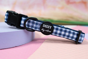 Dizzy Dog Collars | Navy Gingham | Neoprene Dog Collar