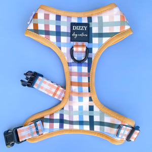 Dizzy Dog Collars | Vintage Gingham | Neck Adjustable Dog Harness