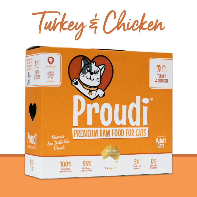 Proudi Raw Turkey and Chicken Frozen Cat Food